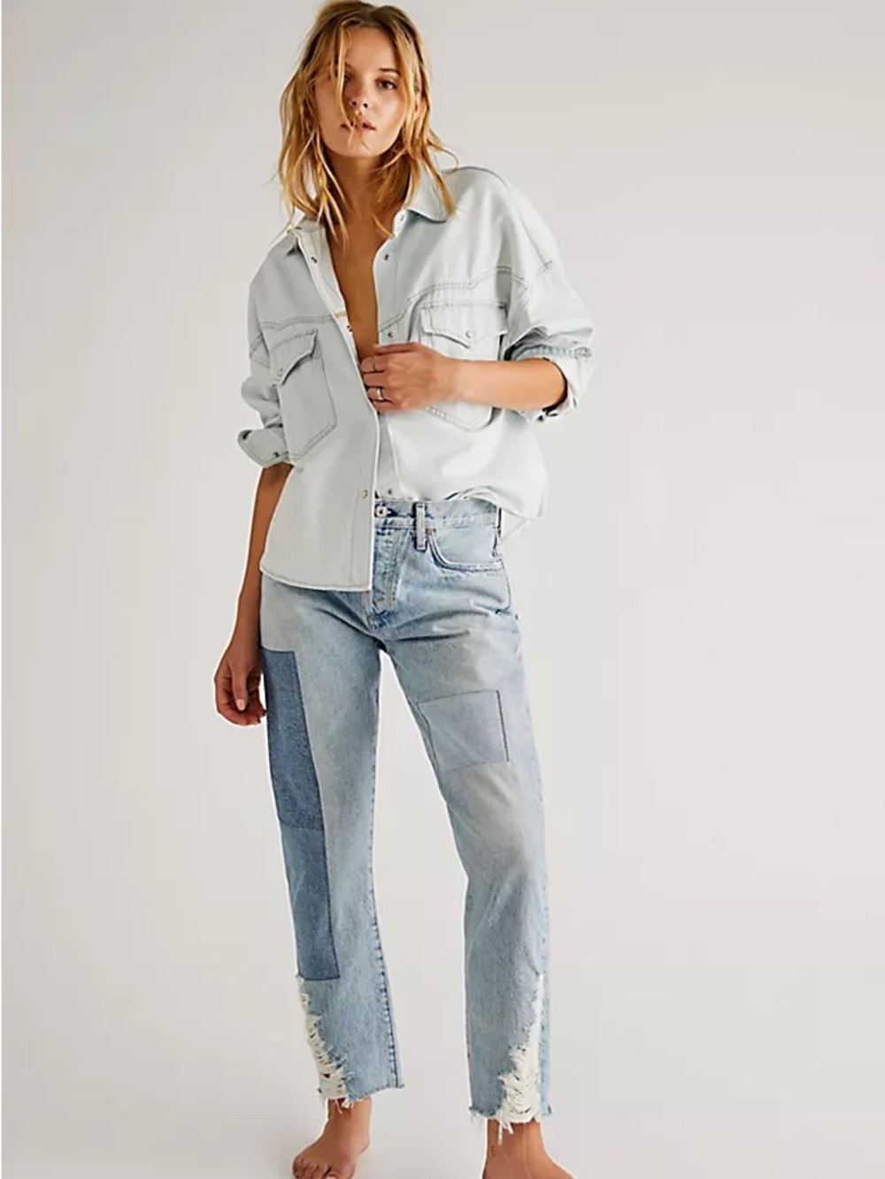 Citizens of Humanity 26 Emerson Slim Boyfriend Patchwork Upcycled Jeans